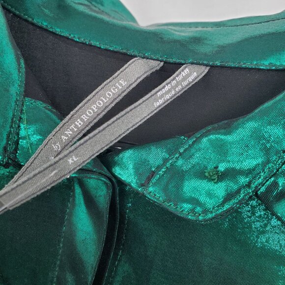 Anthropologie The Gillian Liquid Shine Button Down Shirt Women Size XL NWT - Picture 8 of 16